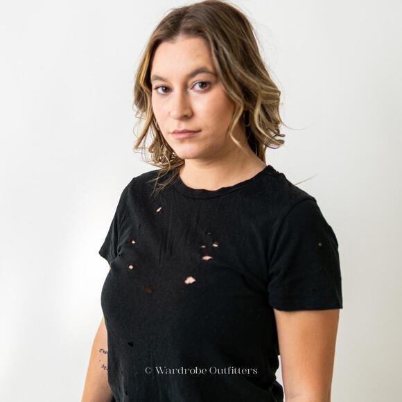 Lulus Distressed Acid Thrashed Black Tee - Picture 7 of 8